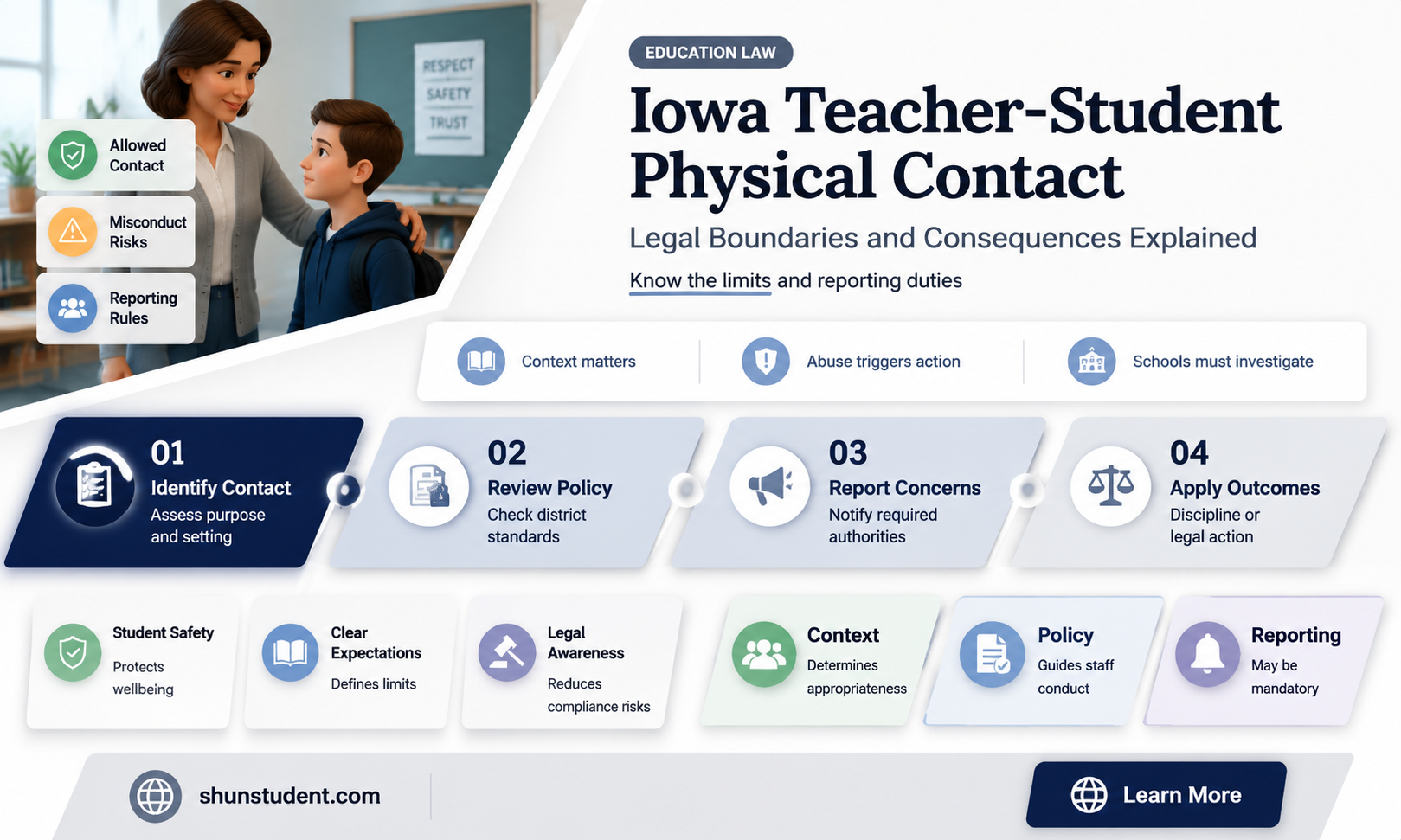 can a teacher legally touch a student iowa