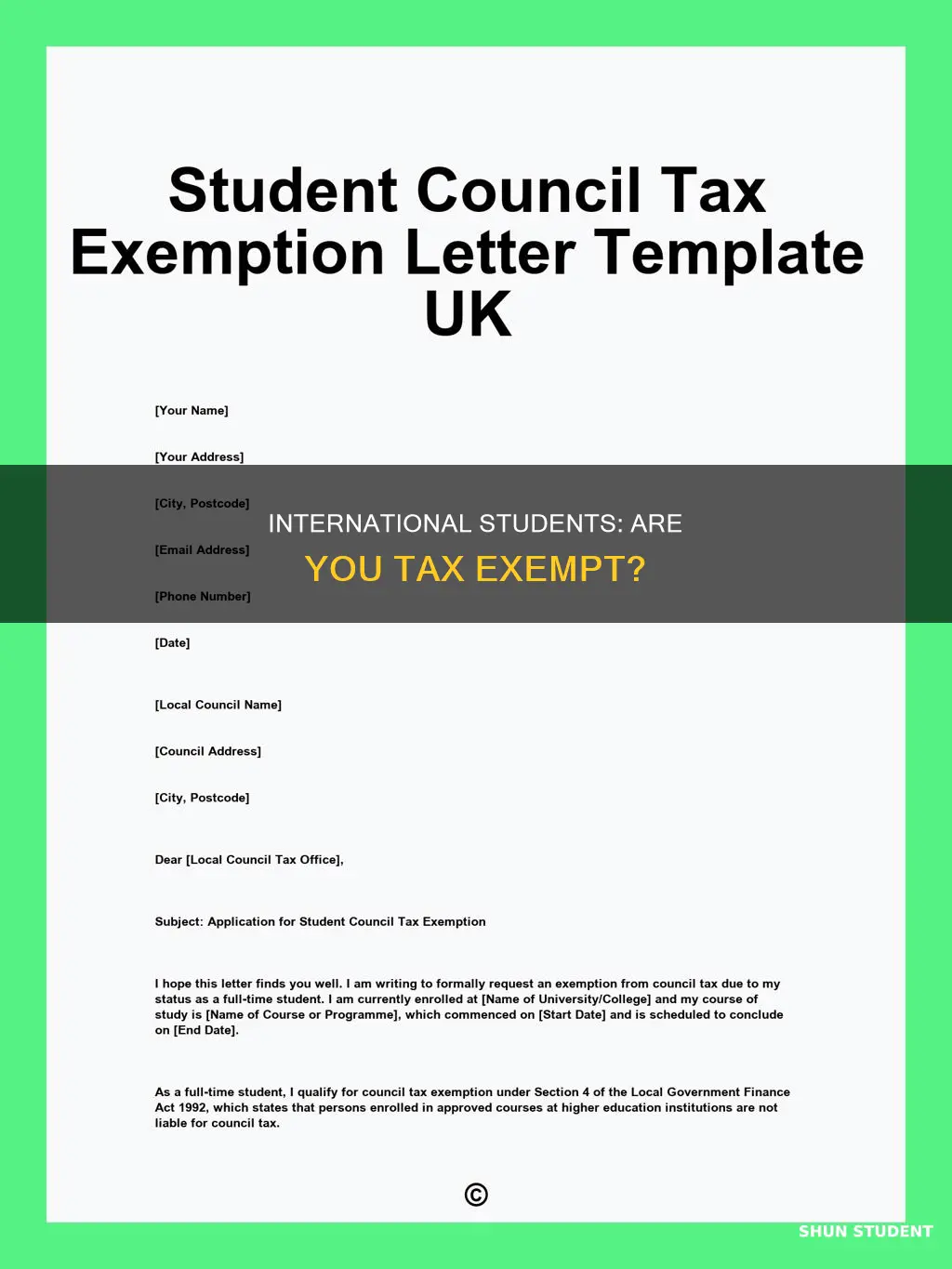 is a full time international student a state tax exempt
