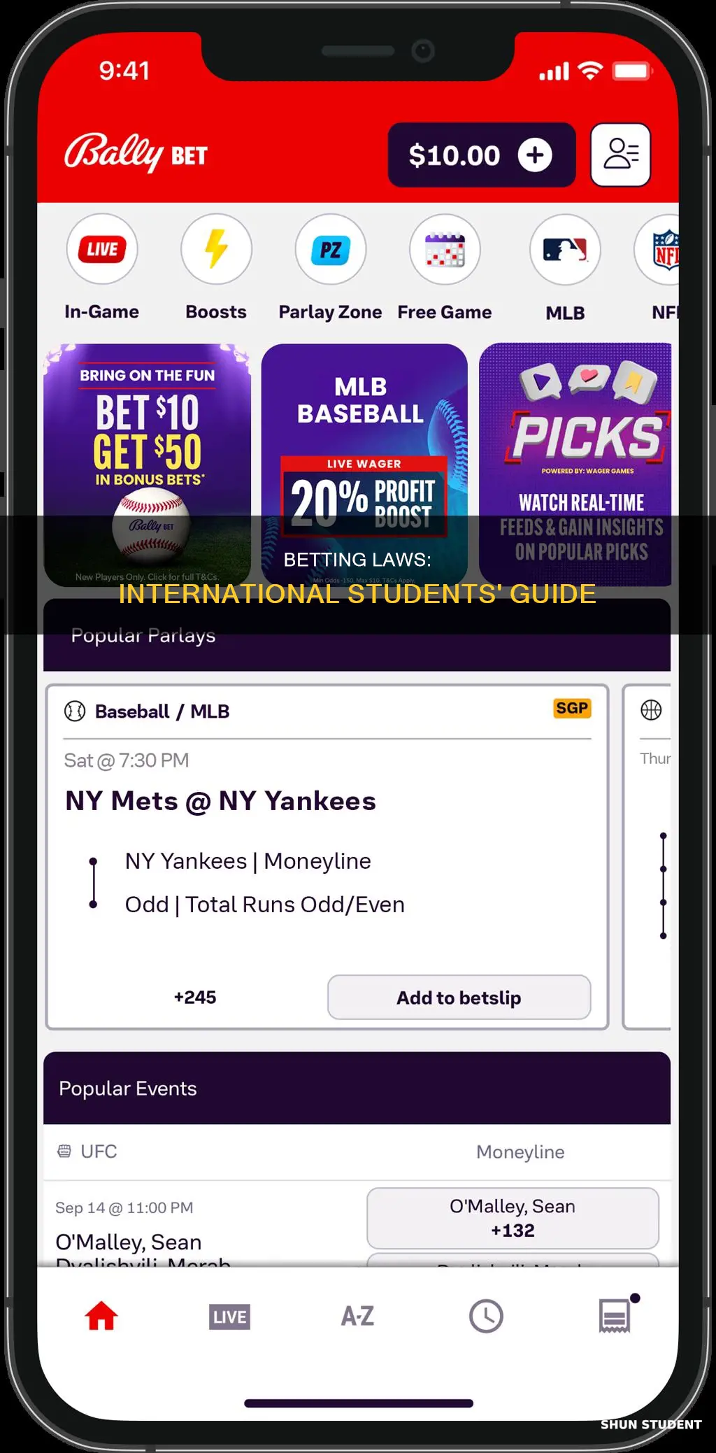 is betting legal for international students