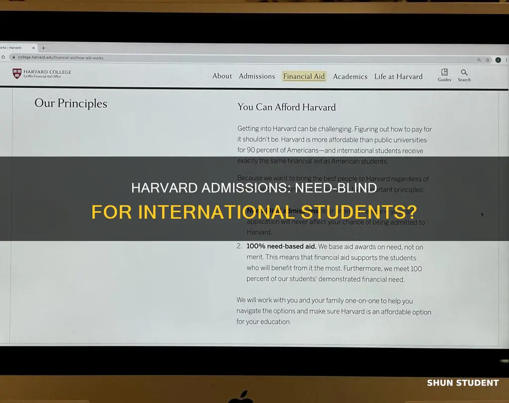 is harvard university need blind for international students