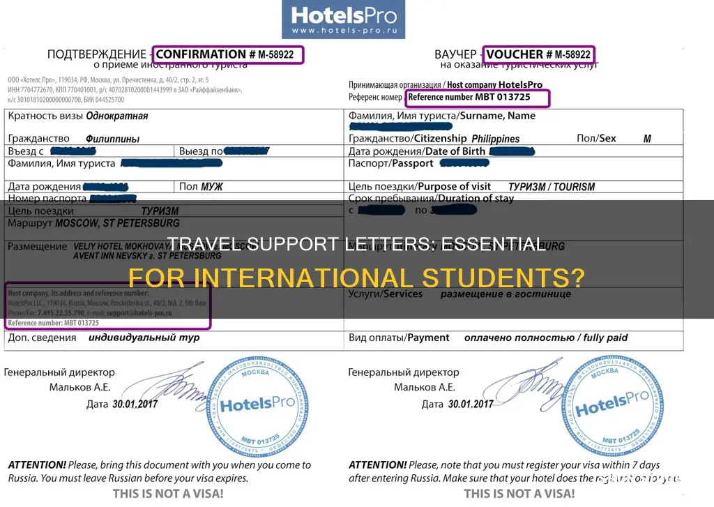 is travel support letter necessary for international students