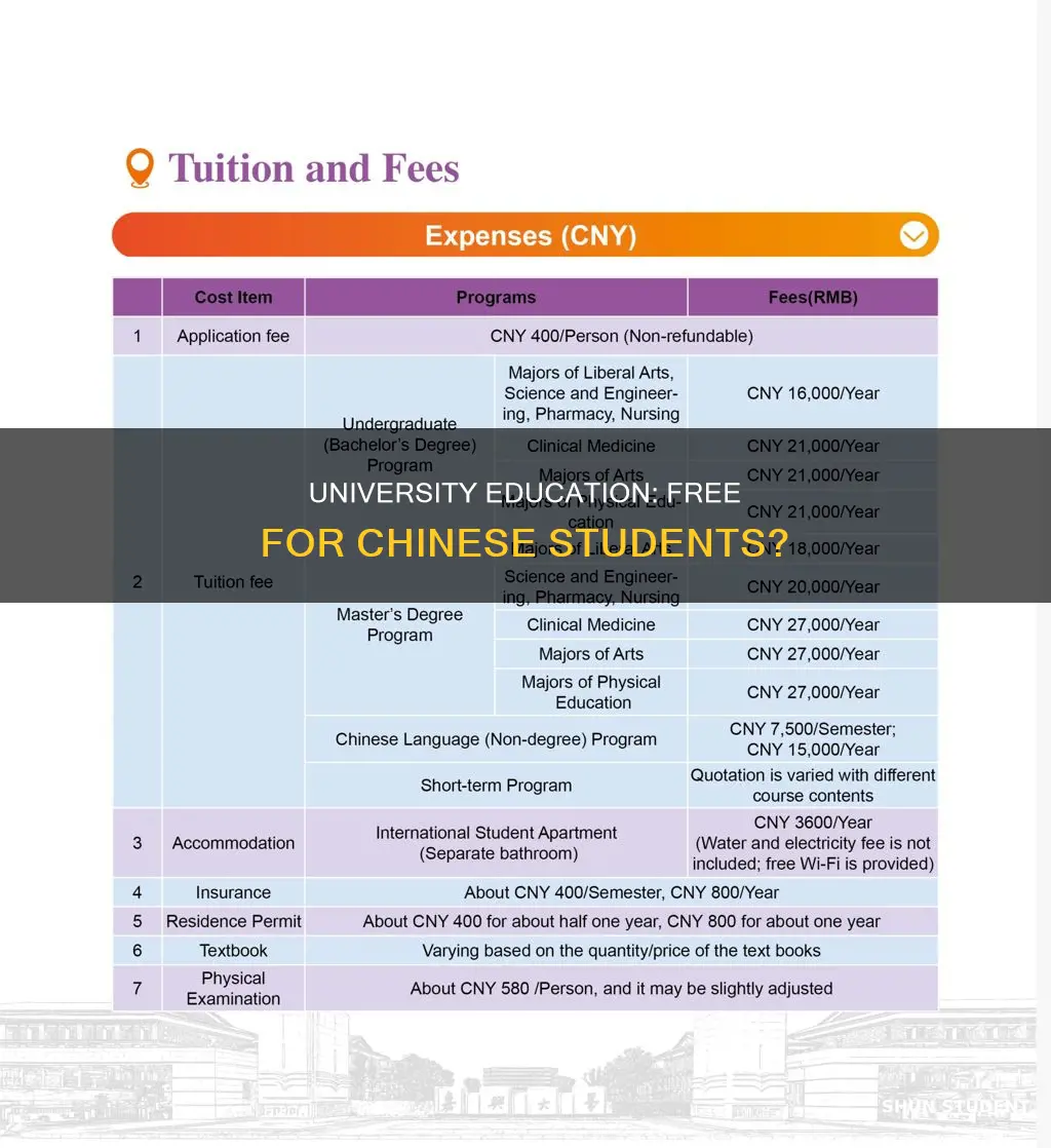 is university free for chinese students