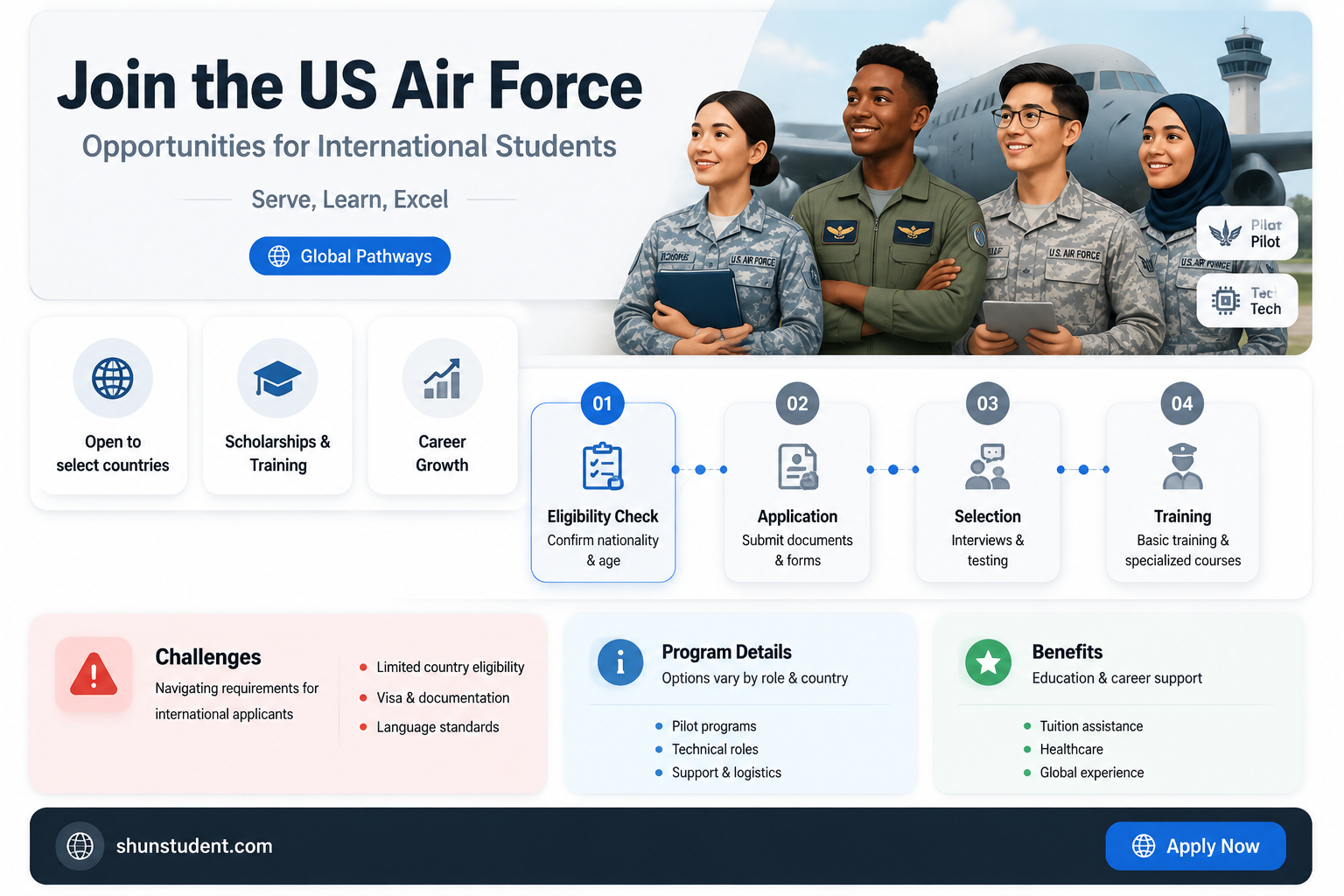 can an international student join the us air force