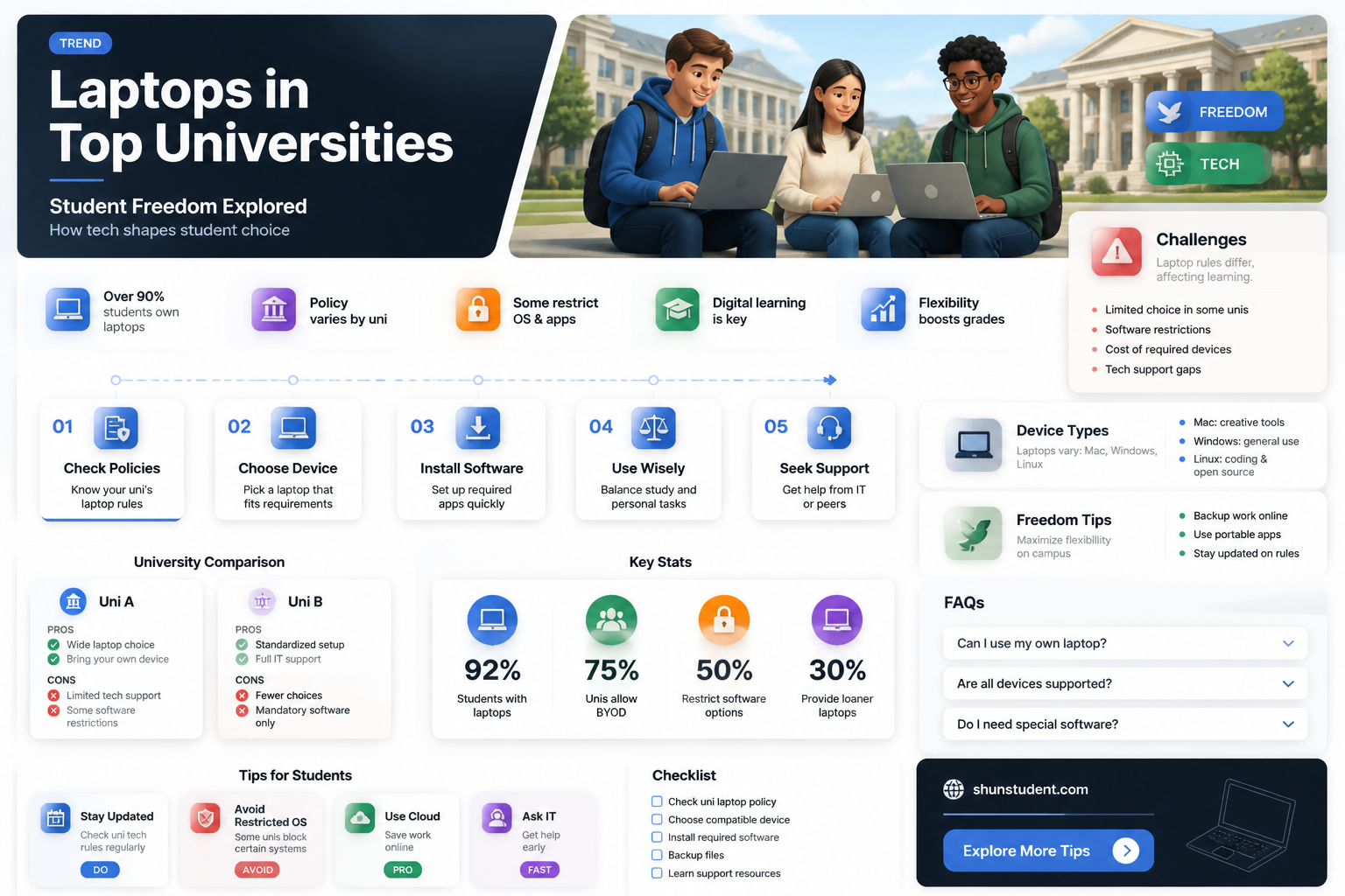 are student allowed to use their laptops in top universities