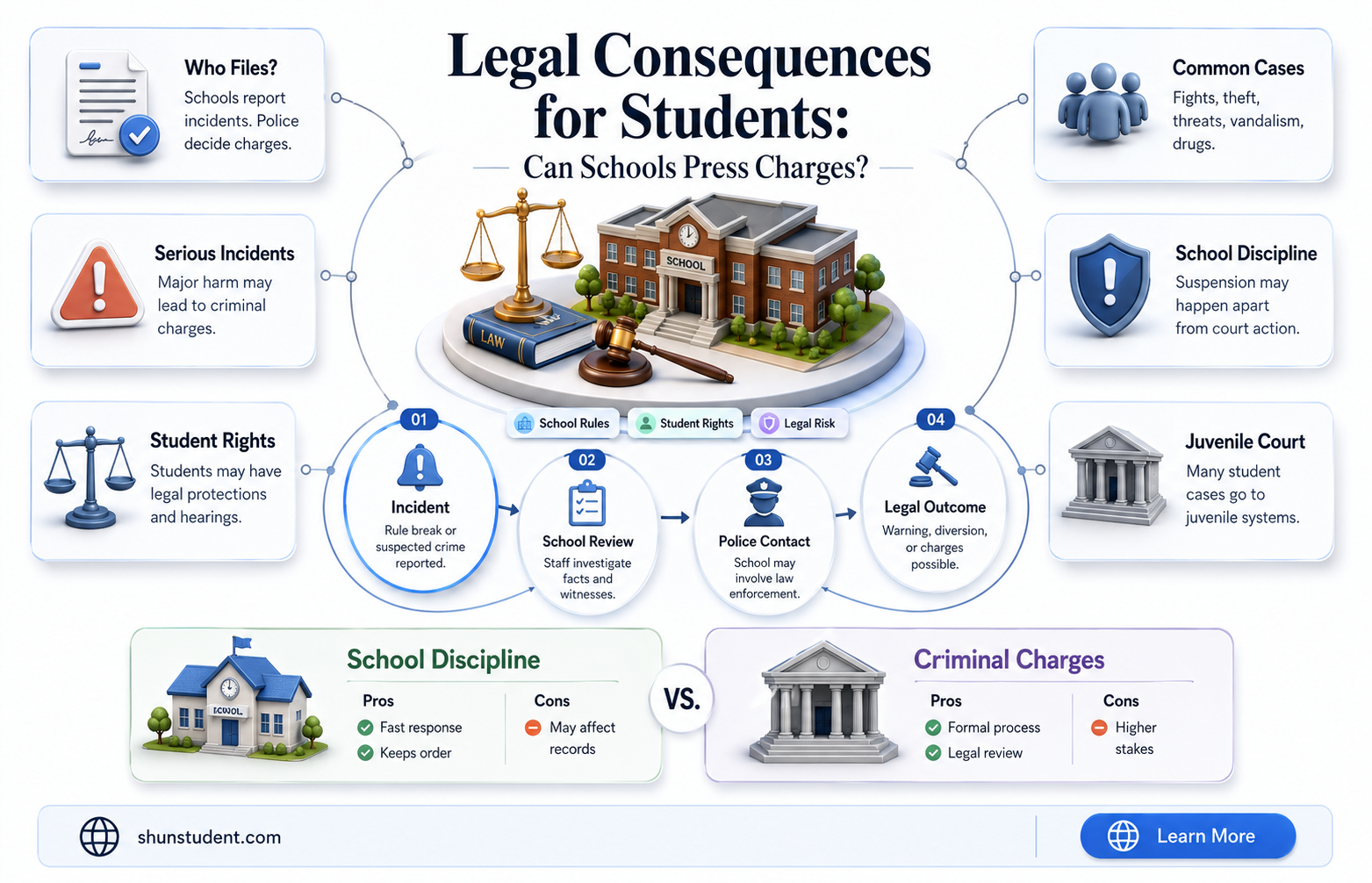 can a school press charges on a student