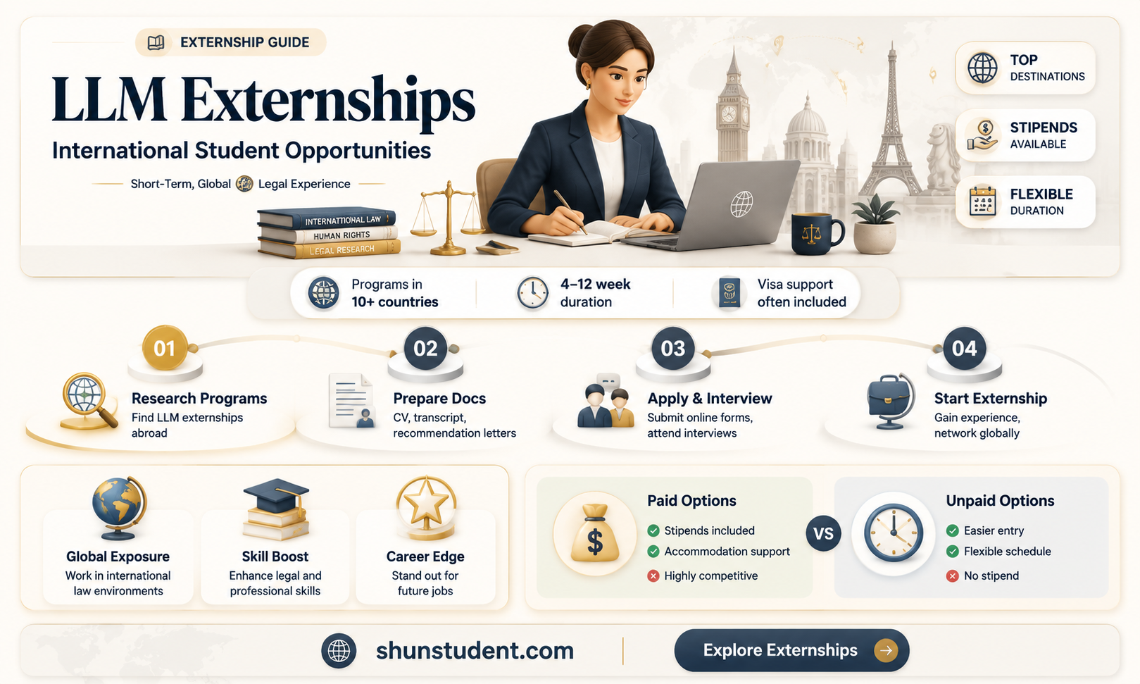 can a llm international student do an externship