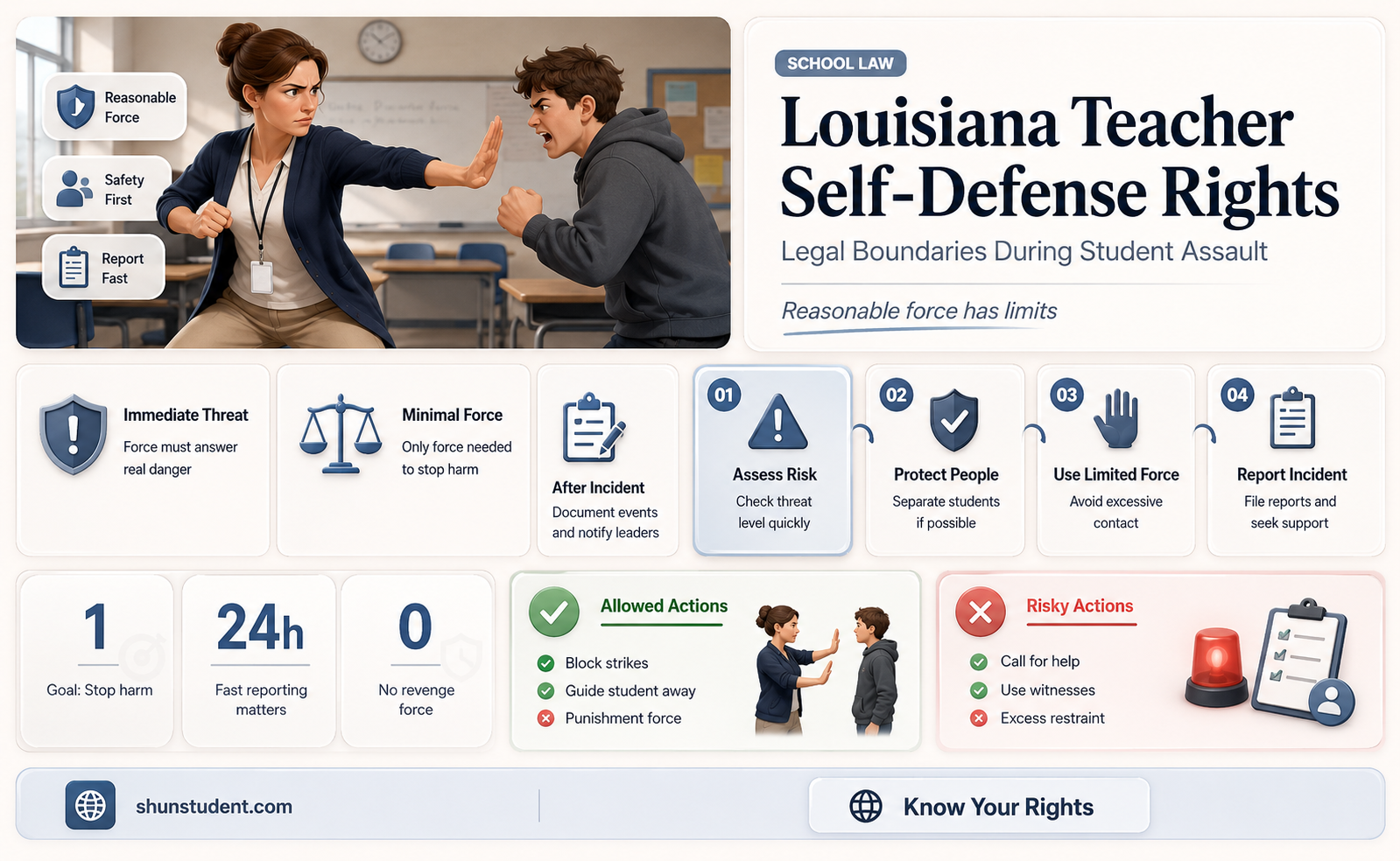 can a teacher defend themselves against a student louisiana