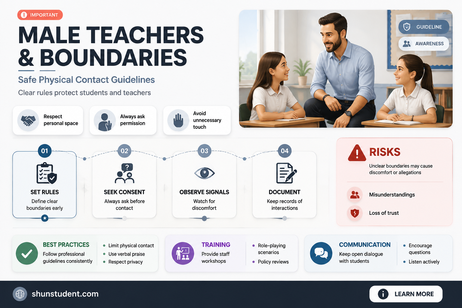 can a male teacher touch a female student