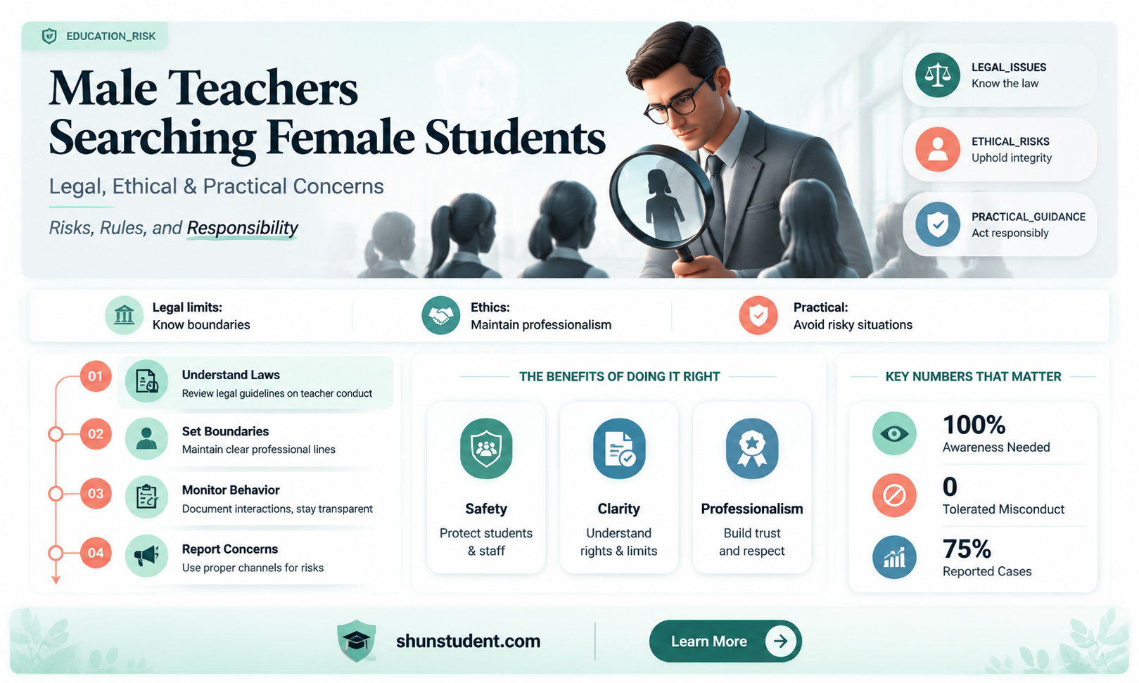 can a male teacher search a female student