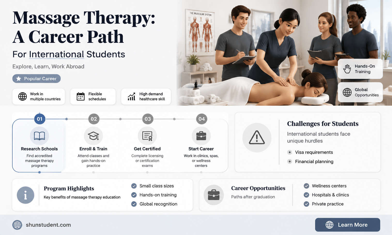 can an international student make career in massage therapy