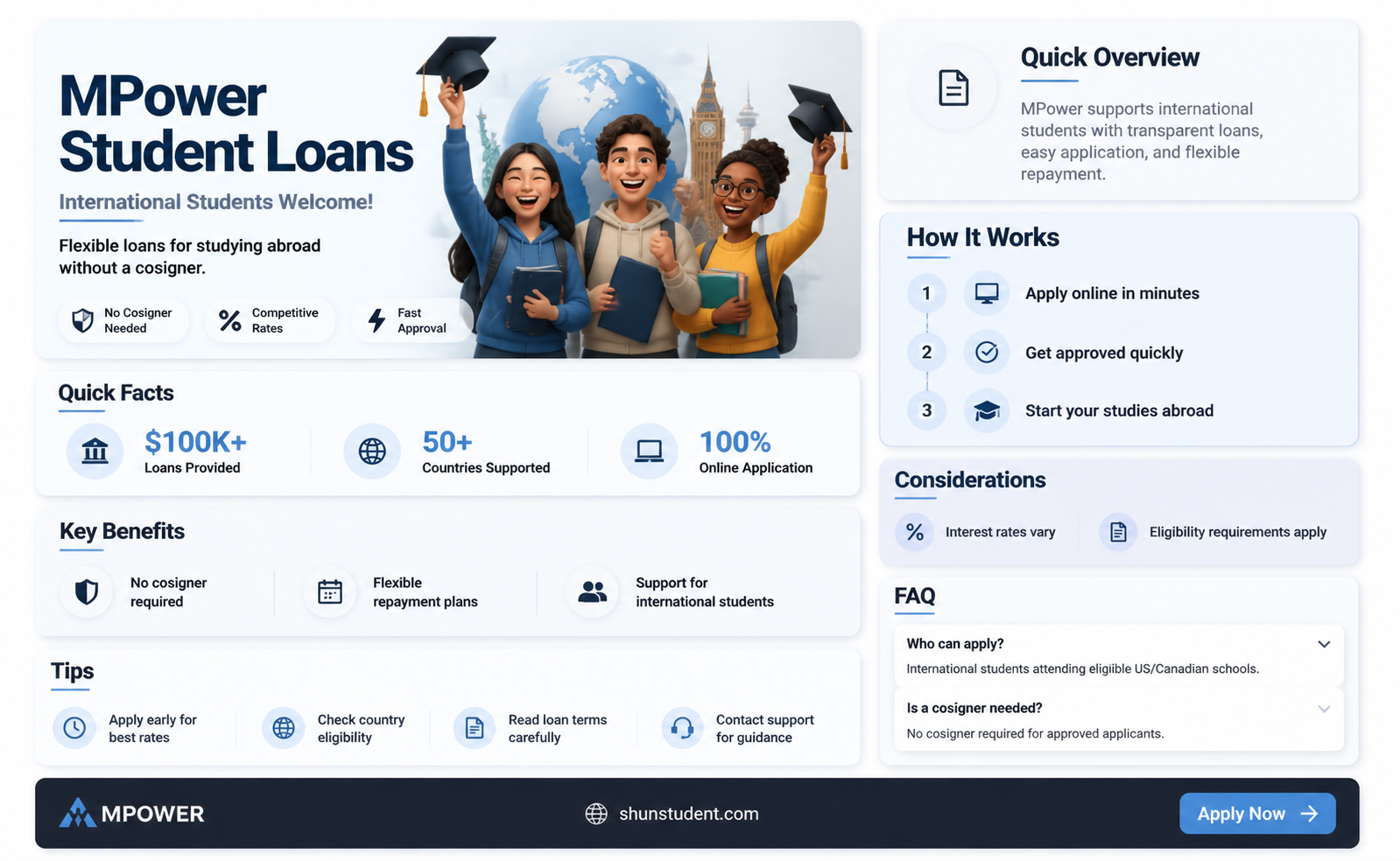 are mpower student loans only for international
