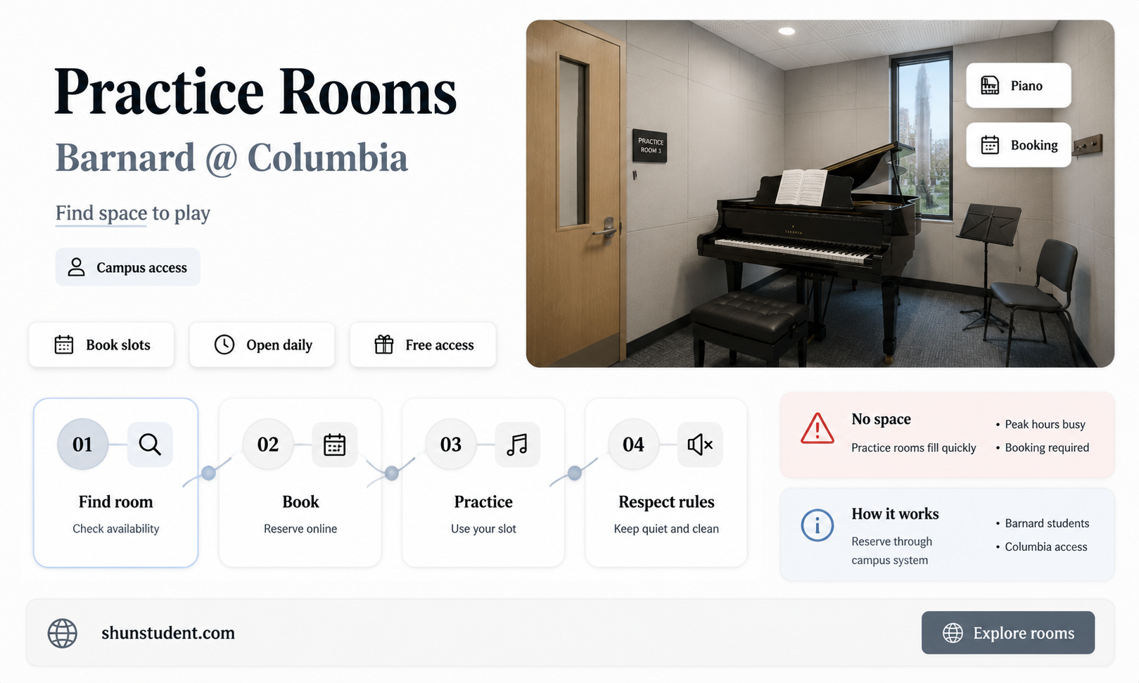 can barnard students use music practice rooms in columbia university