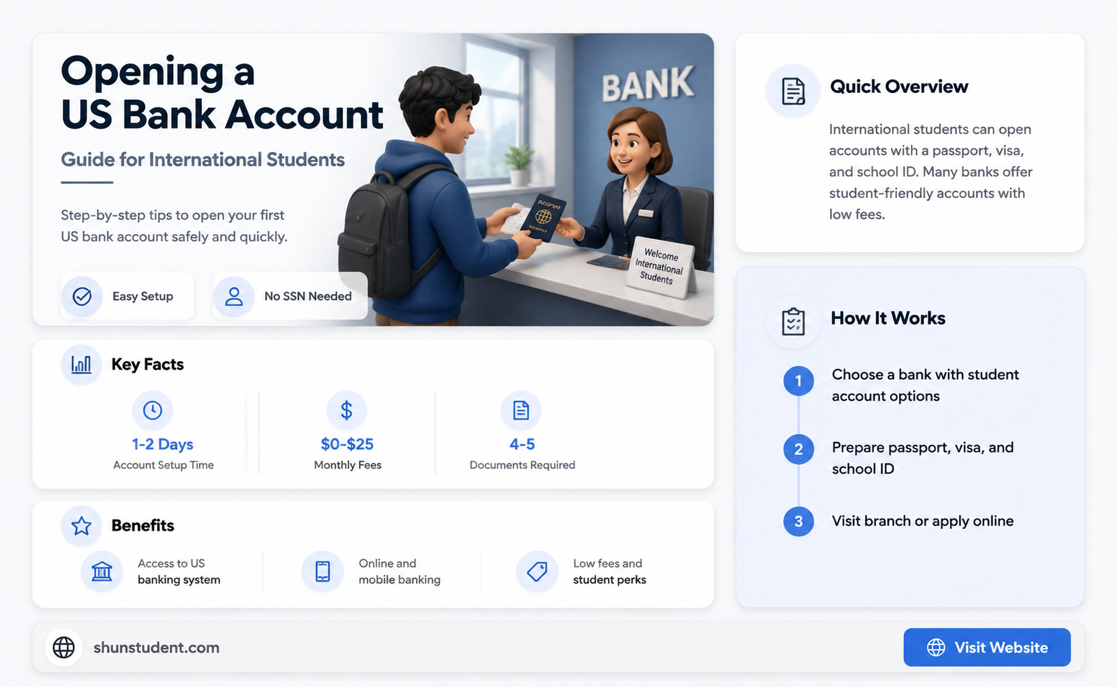 can an international student open a bank account in us