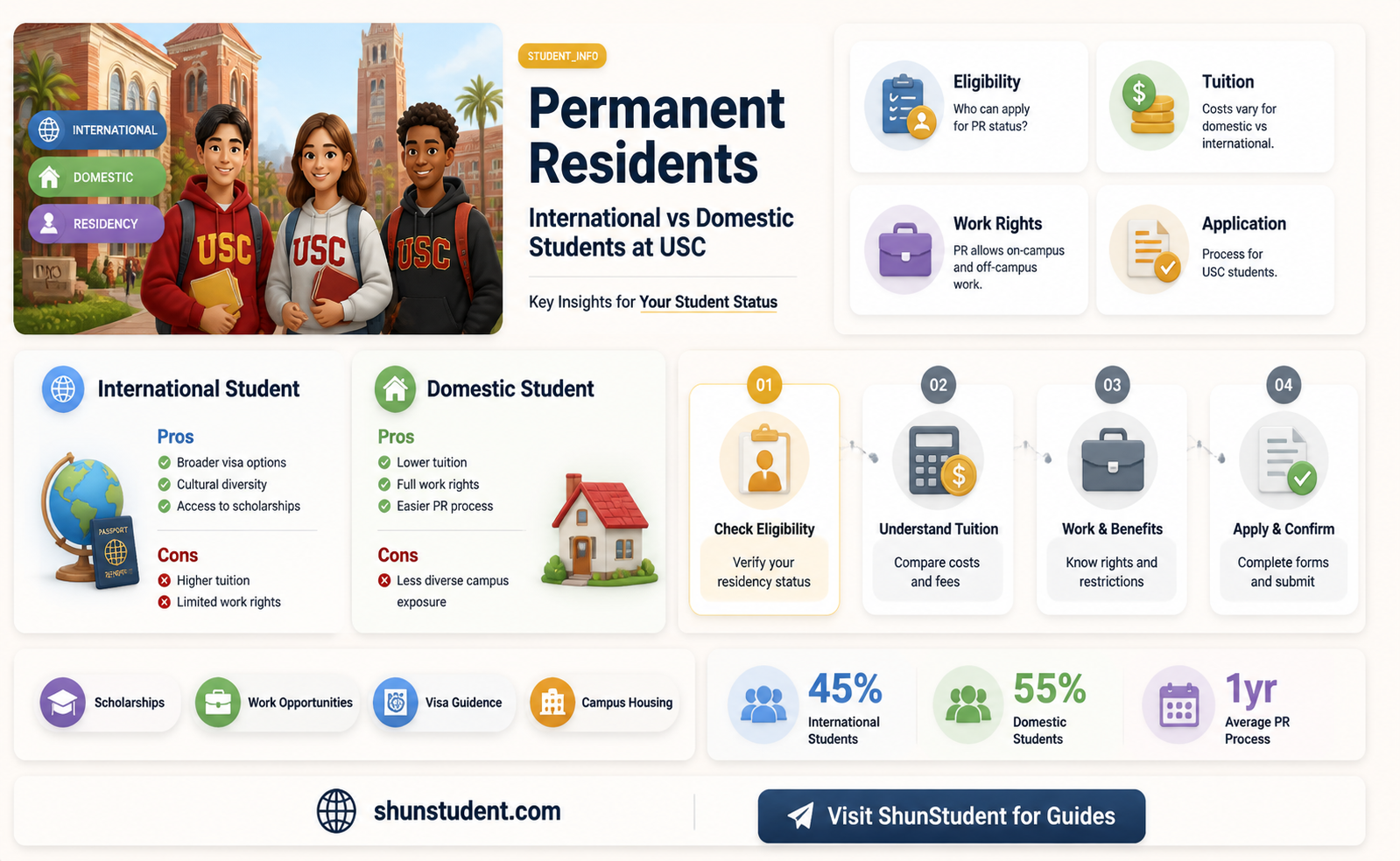 are permanent residents international students usc