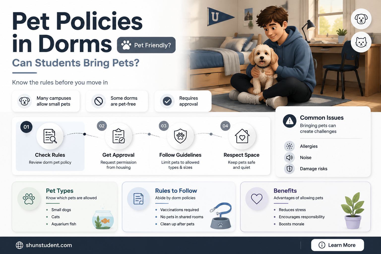 are university students allowed to take pets to their dorms