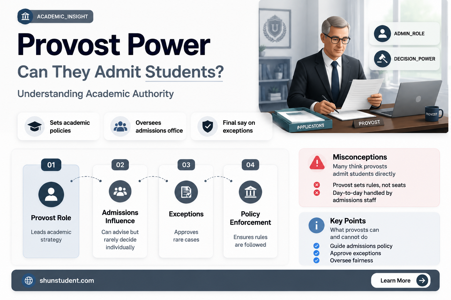 can a college provost accept a student into a university