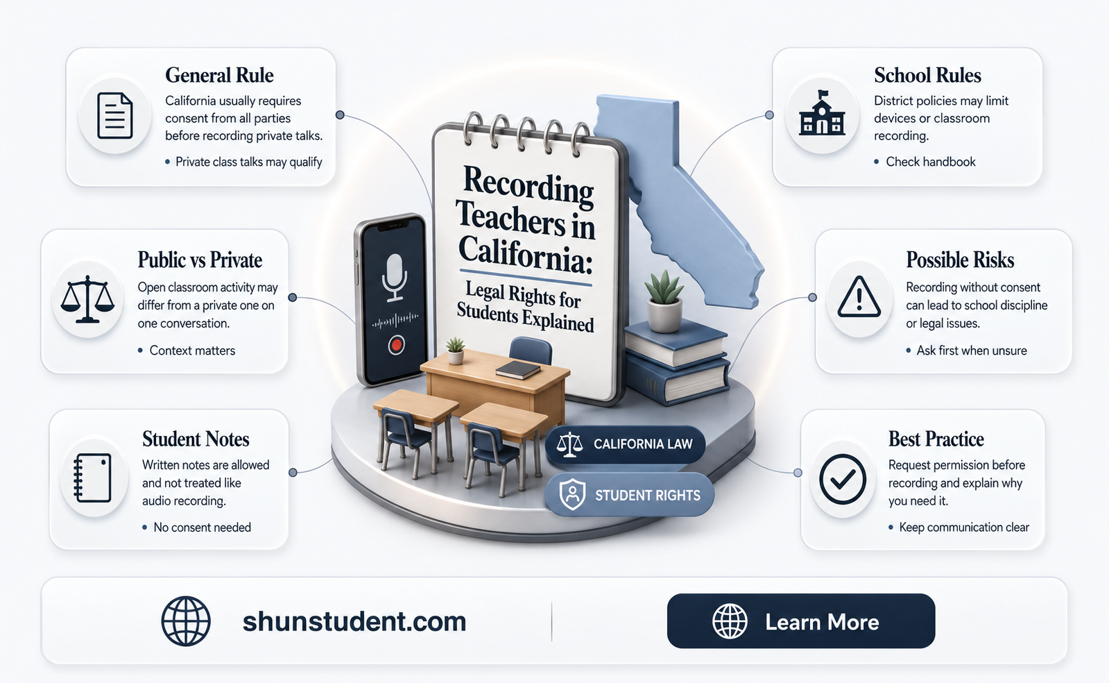 can a student record a teacher in california