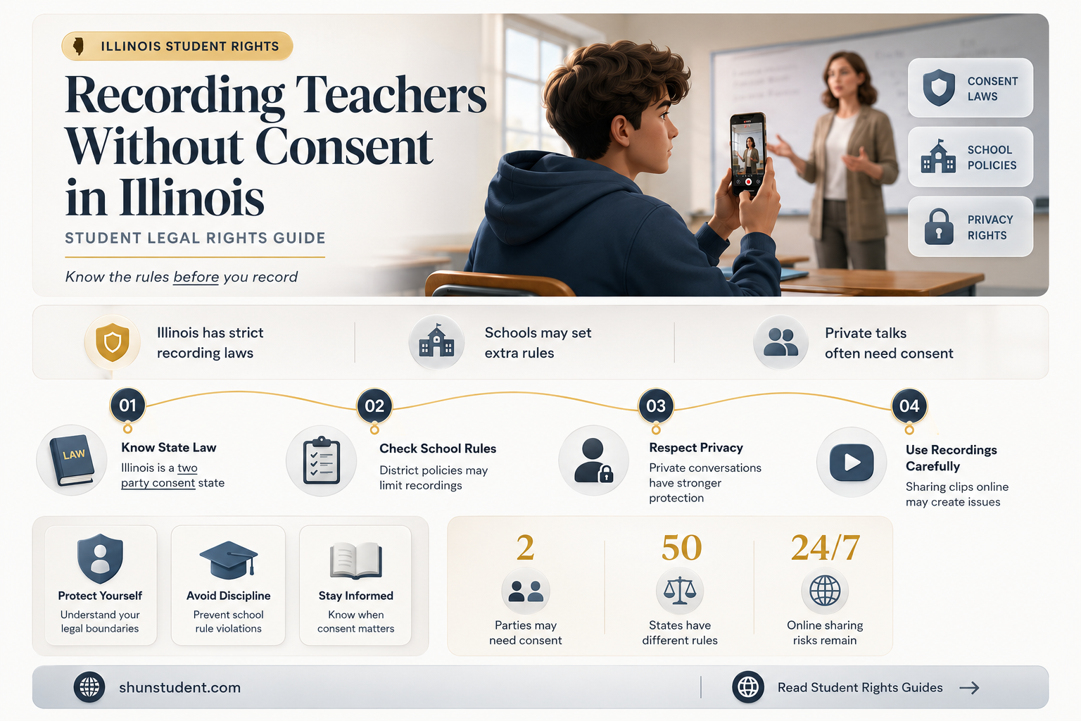 can a student record a teacher without permission in illinois