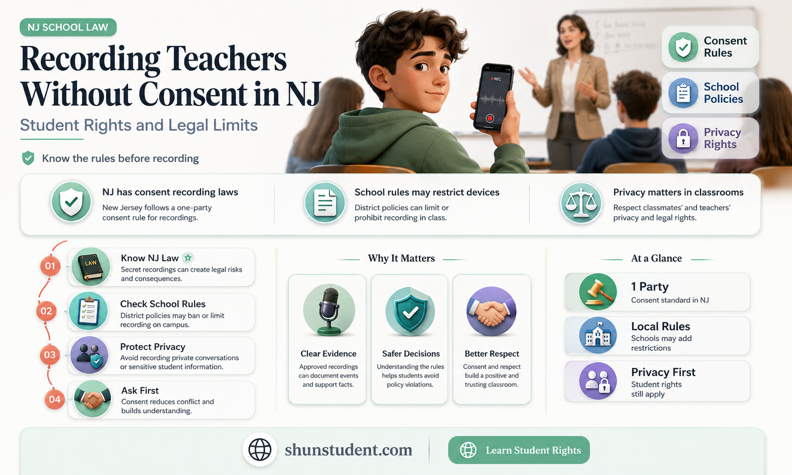 can a student record a teacher without permission in nj
