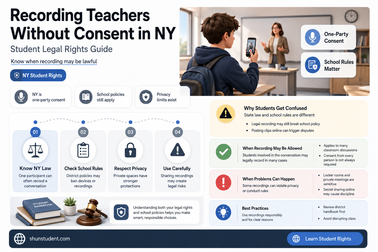 can a student record a teacher without permission in ny