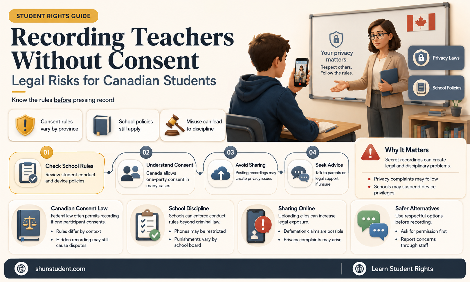 can a student record a teacher without permission in canada