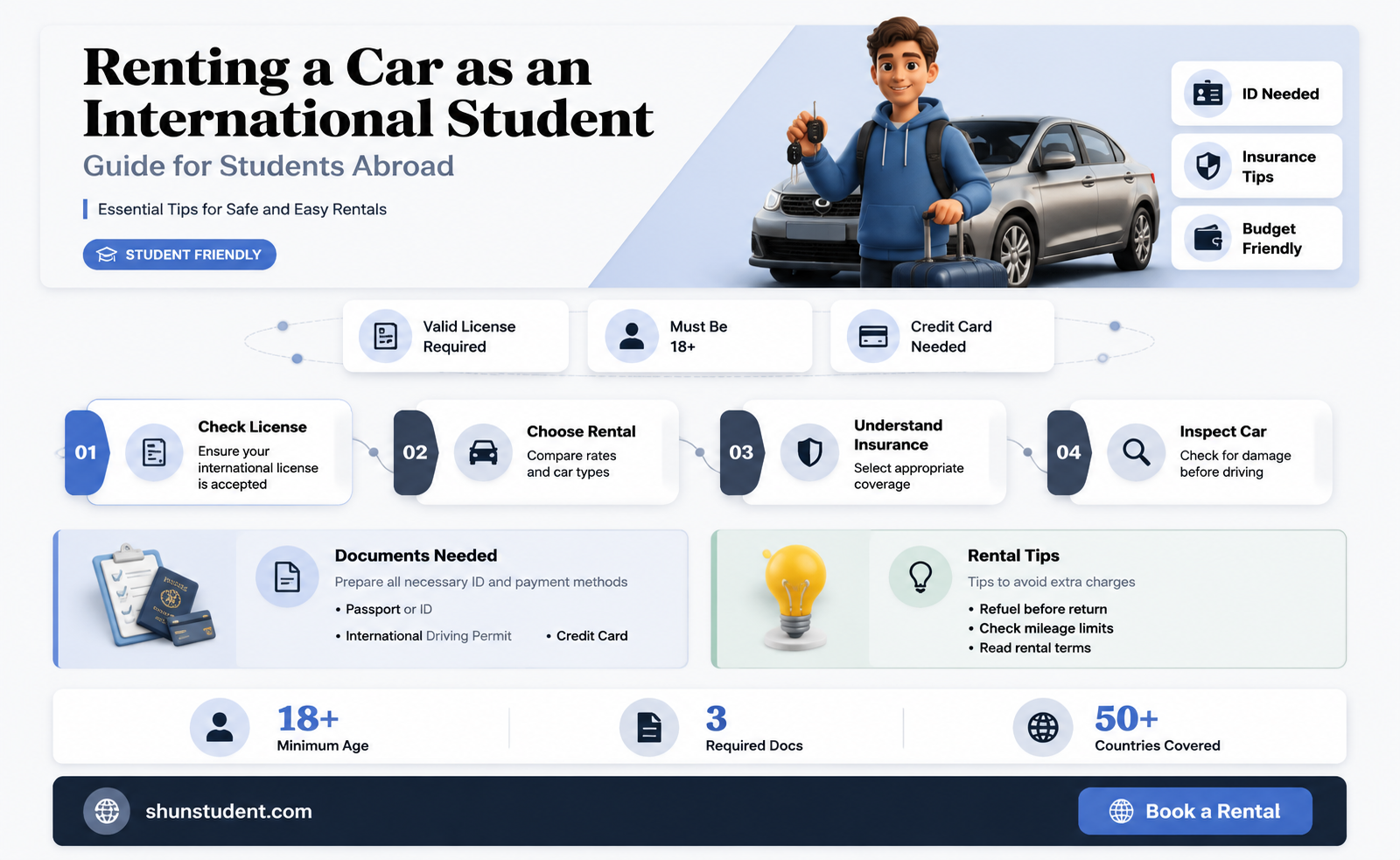 can an internation student rent a car
