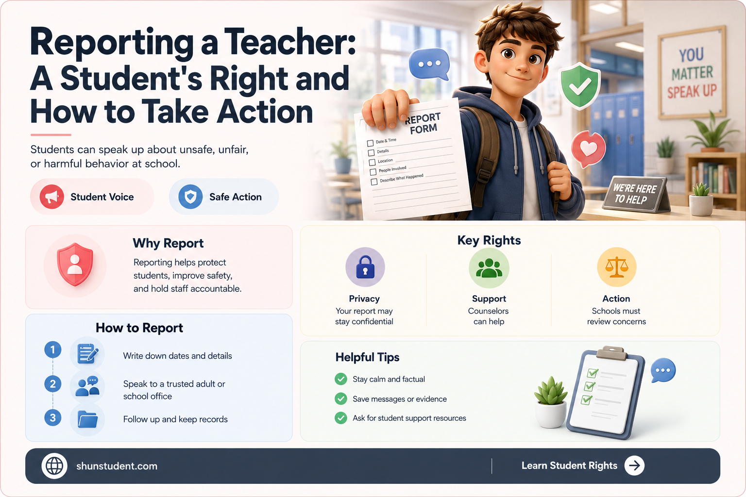 can a student report a teacher