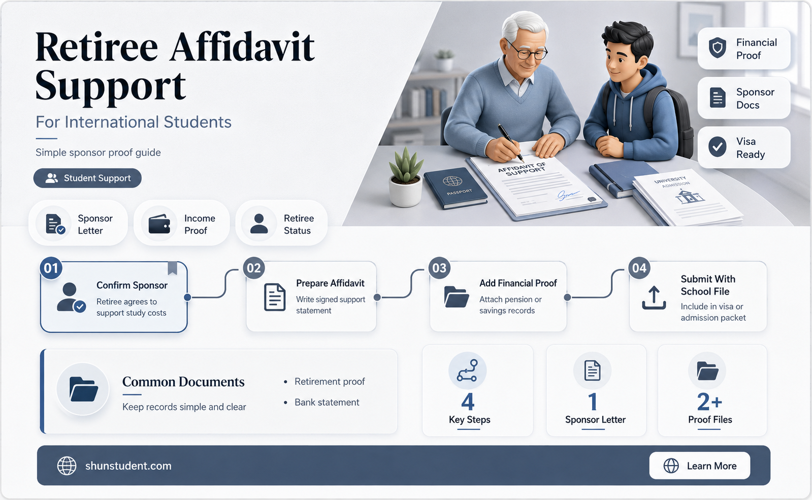 can a retiree fill out an affidavit for international students