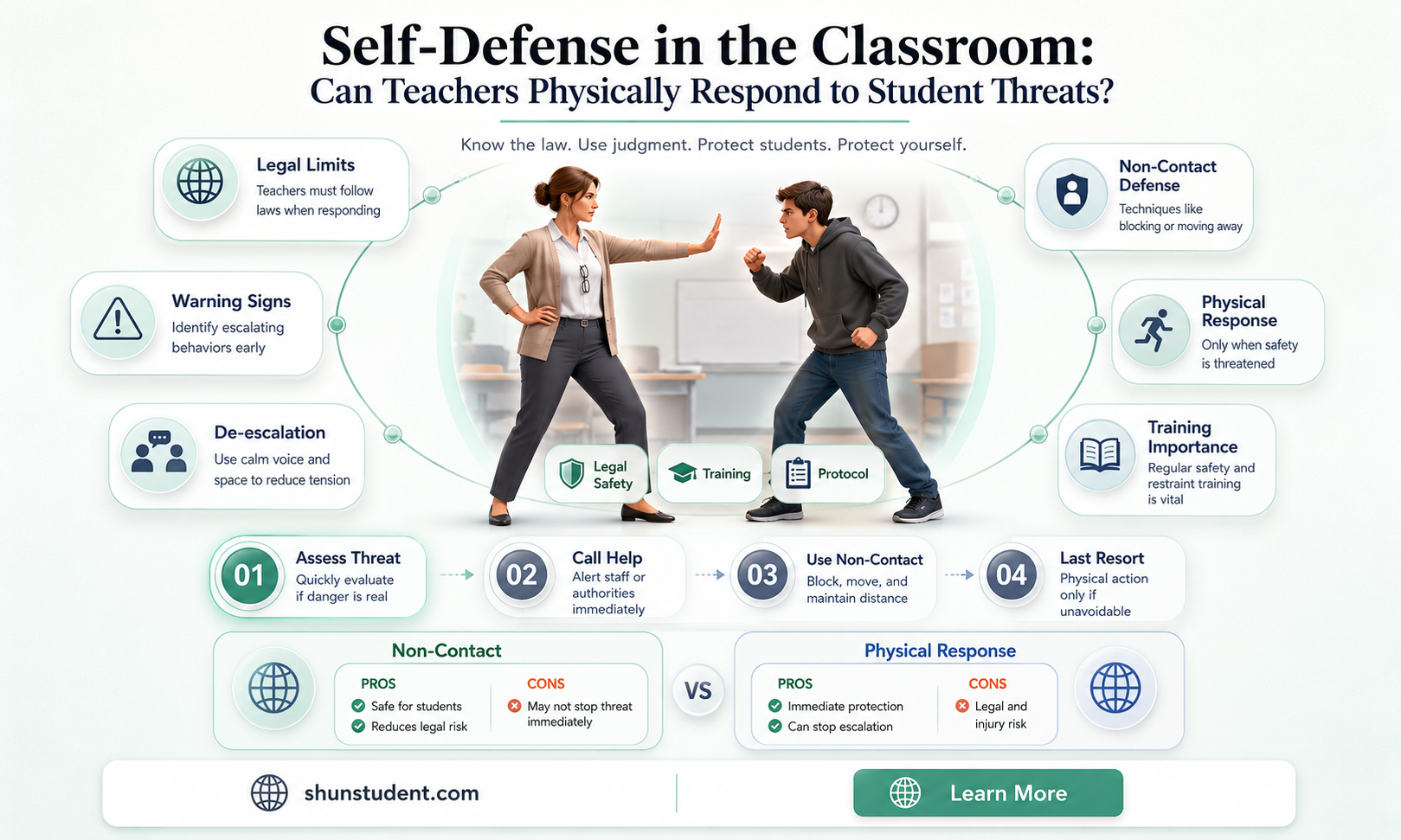 can a teacher hit a student in self defense