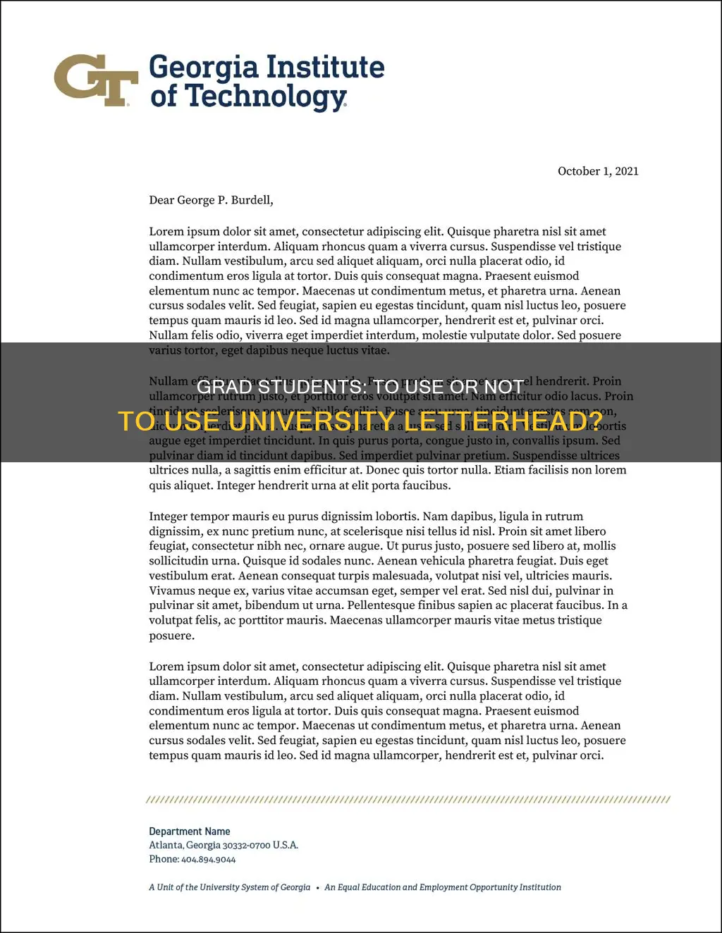 should grad students use university letterhead