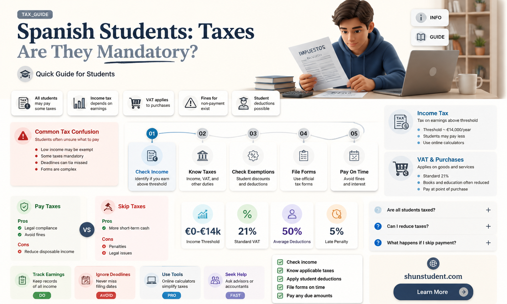 are spanish students required to pay spanish taxes