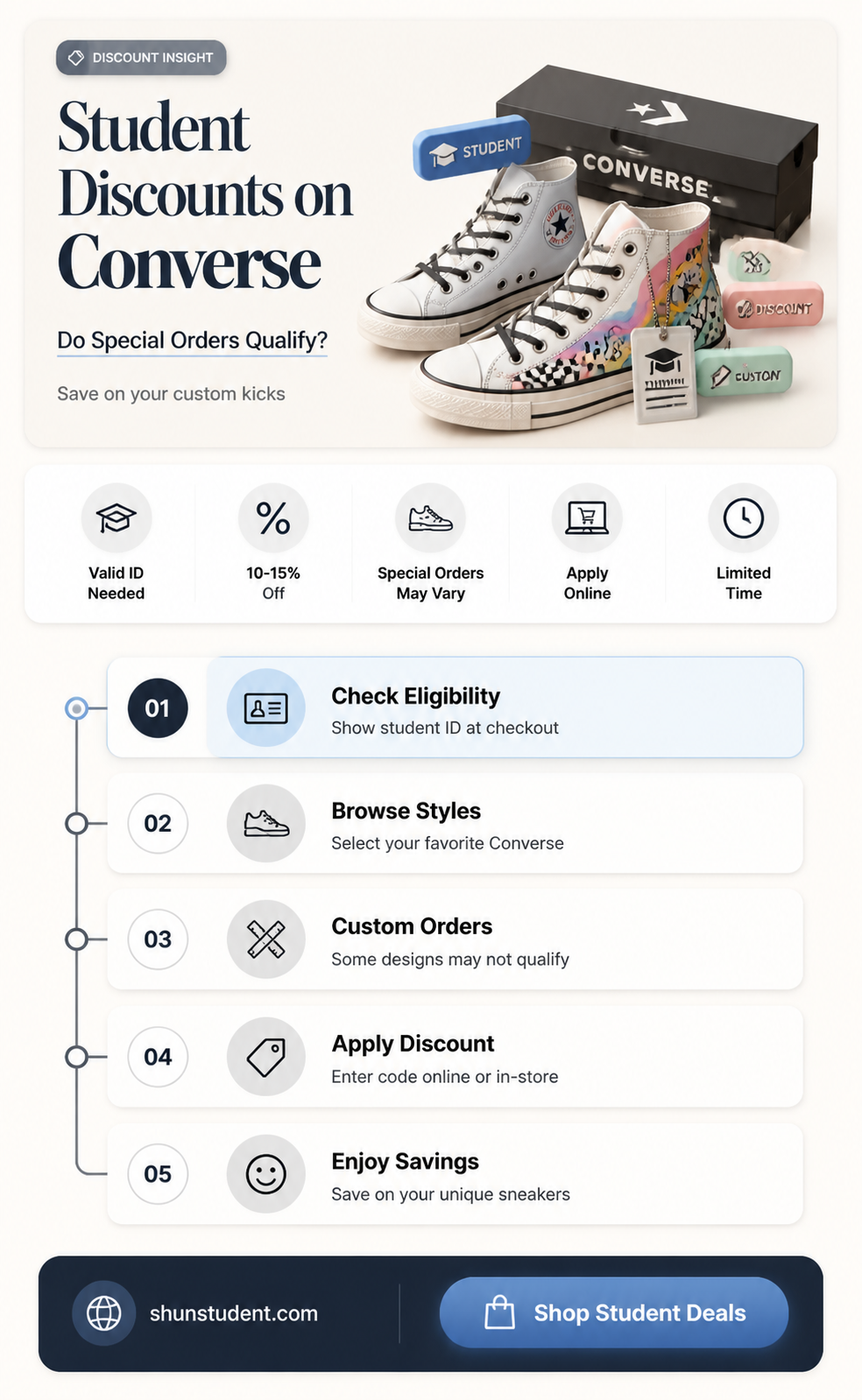 are special order converse shoes available for student discount