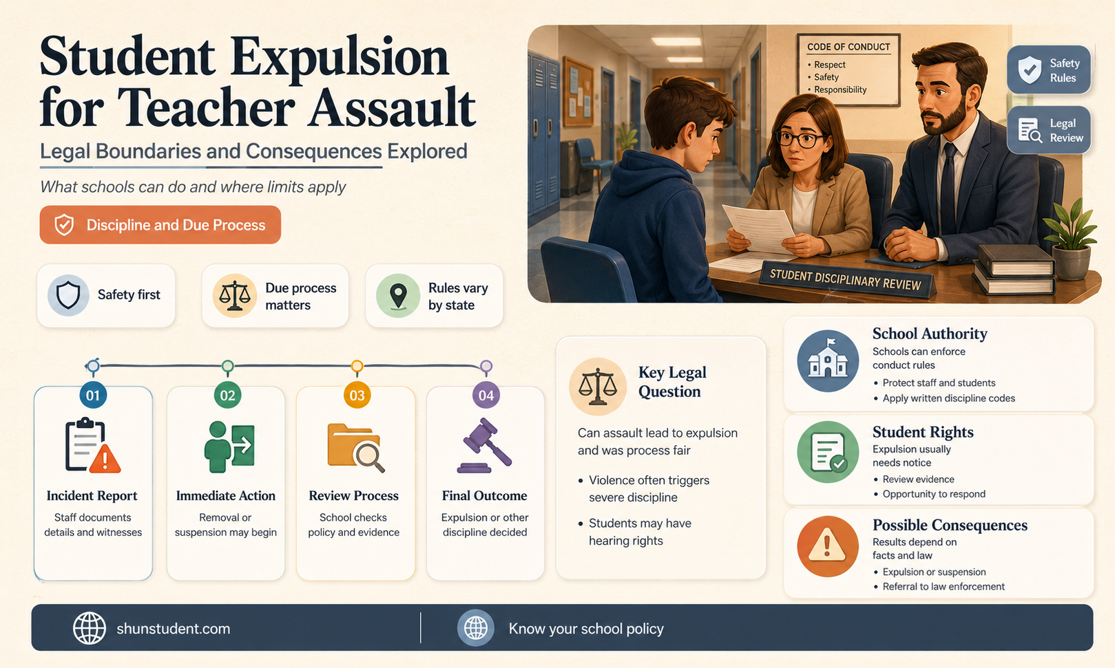 can a student be expelled for hurting a teacher