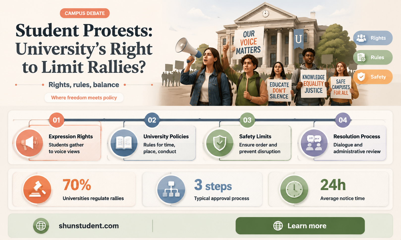 can a university limit a student rally on campus