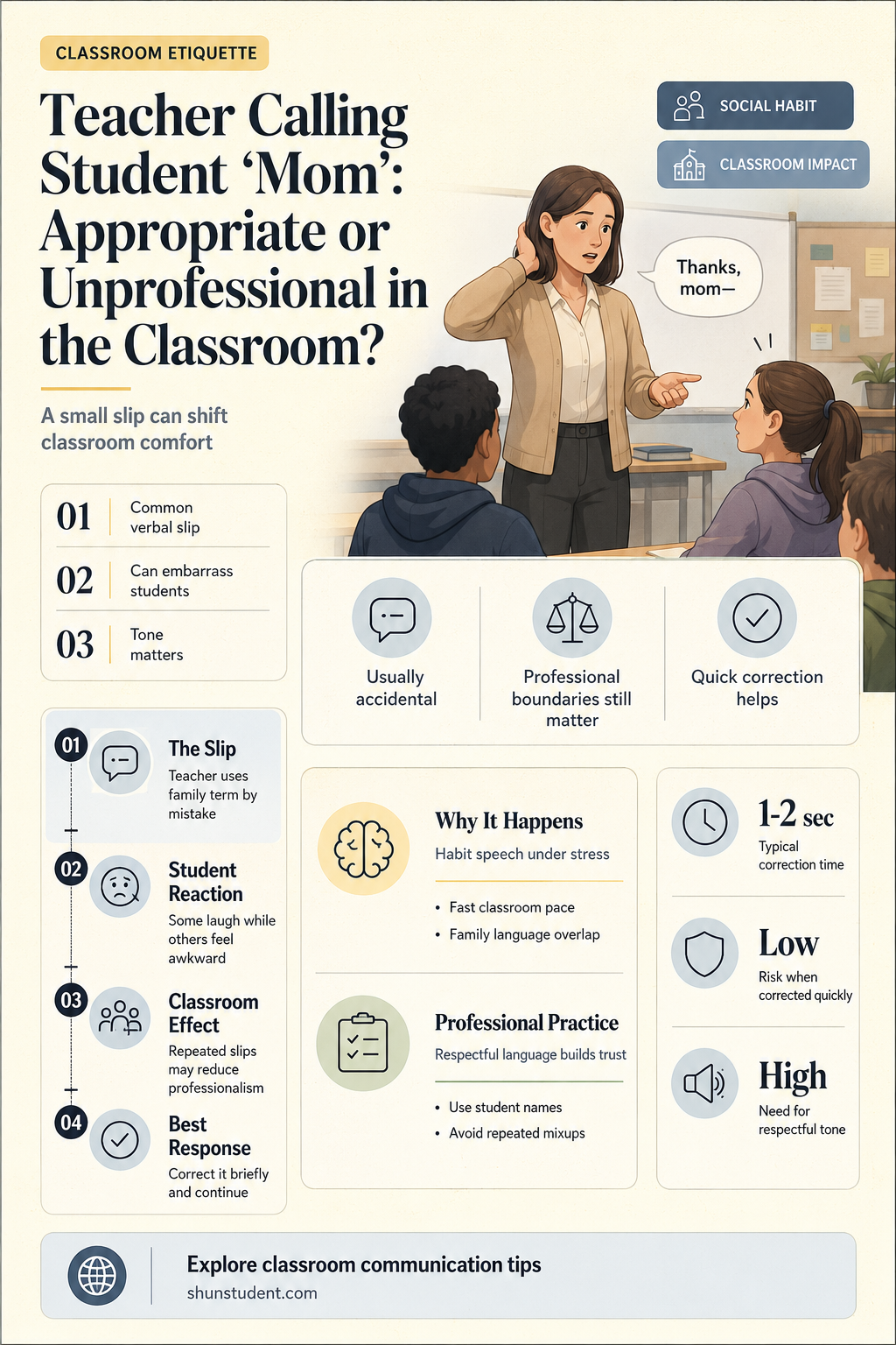 can a teacher call a student mom in class