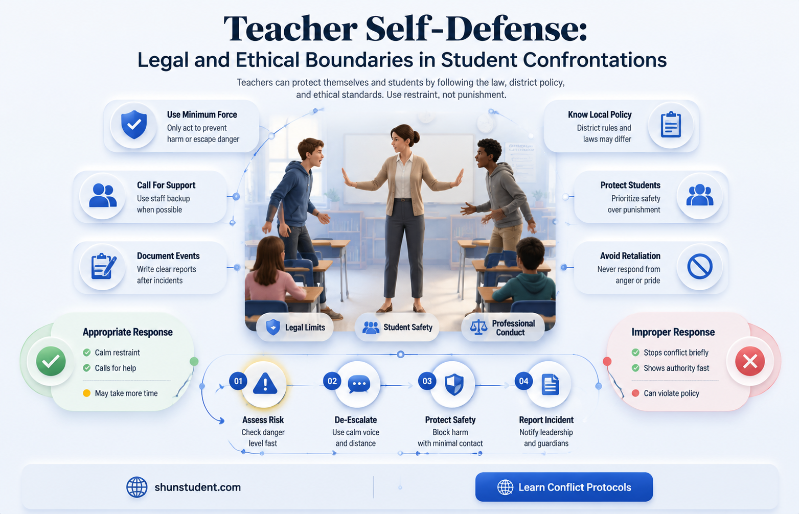 can a teacher defend themselves against a student