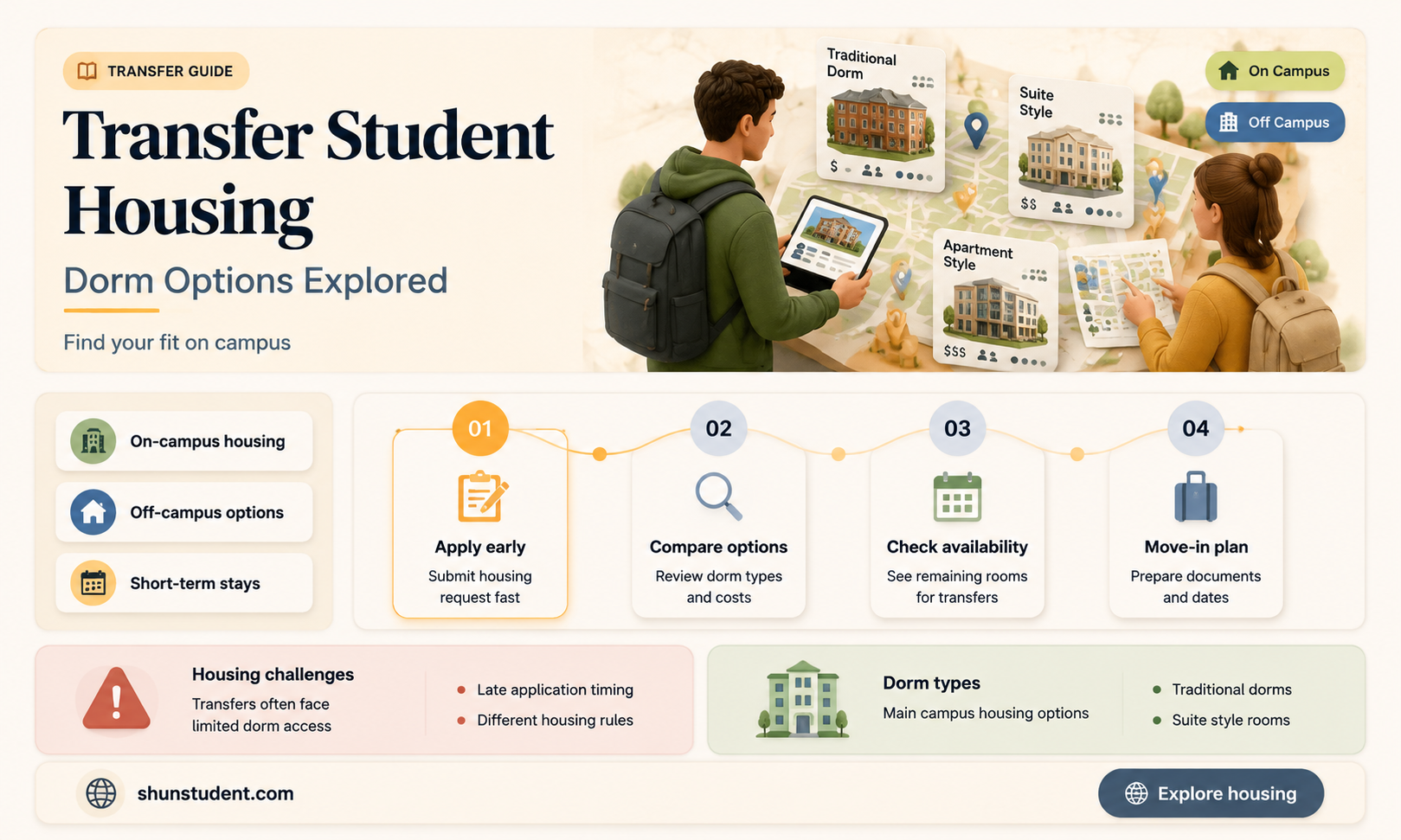 can a transfer student dorm in a university