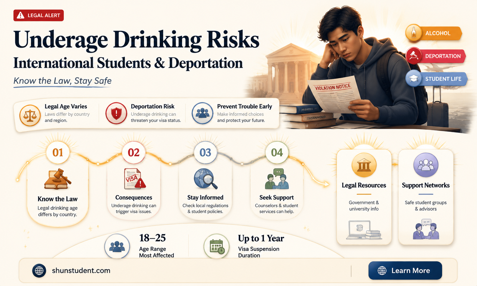 can an international student get deported for underage drinking