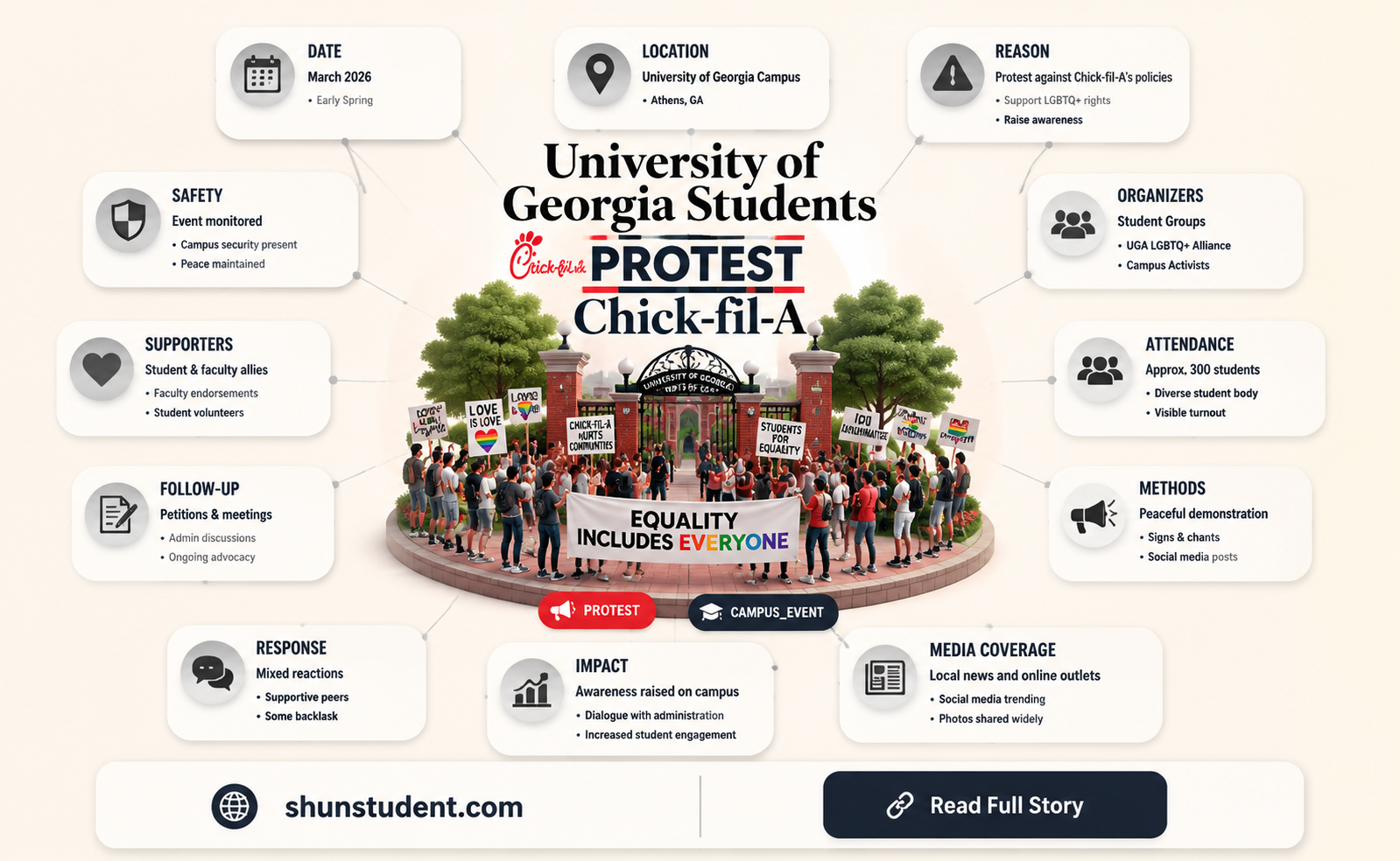 are students at university of ga protesting chick fil a
