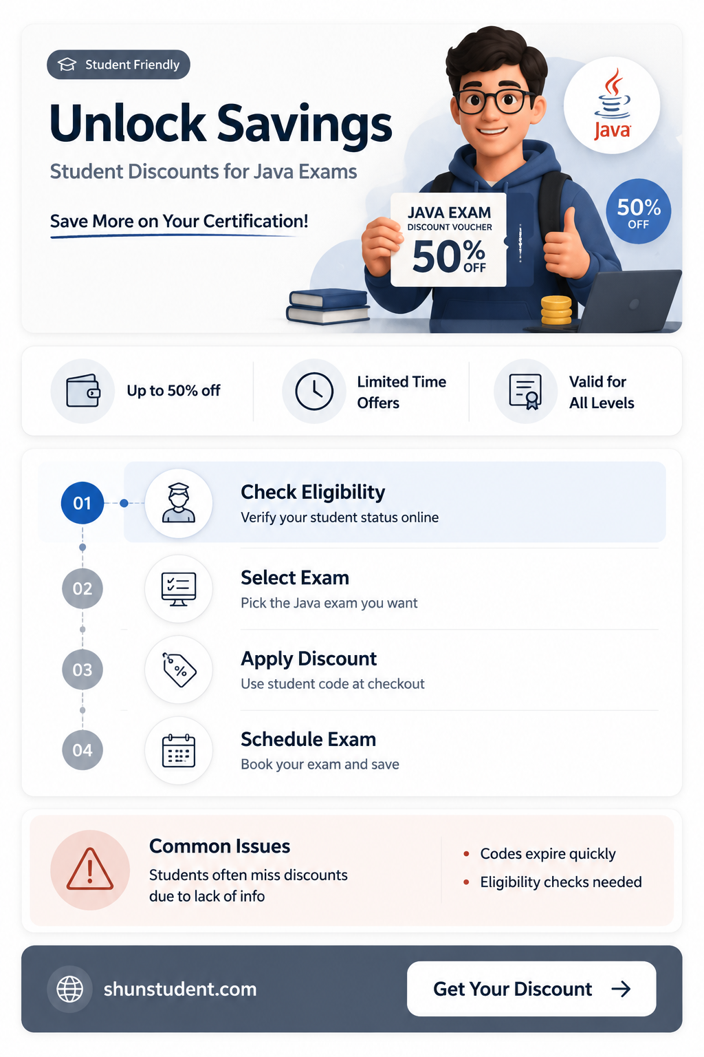 are there student discounts for java certification exams