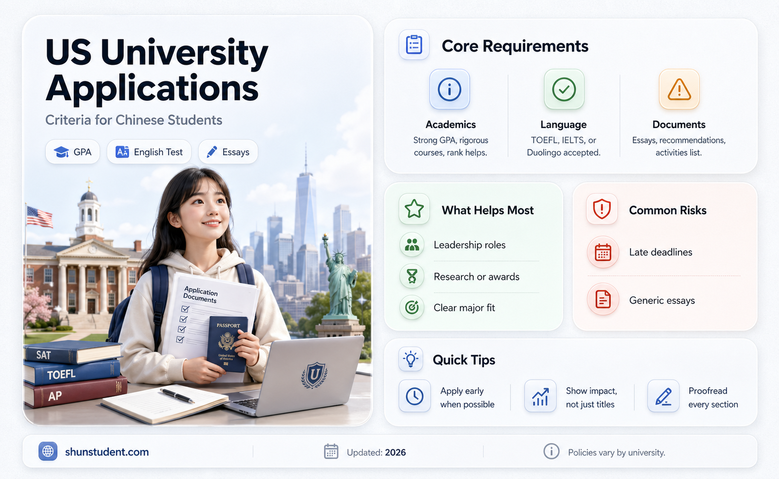 are criteria for chinese students applying to us universities