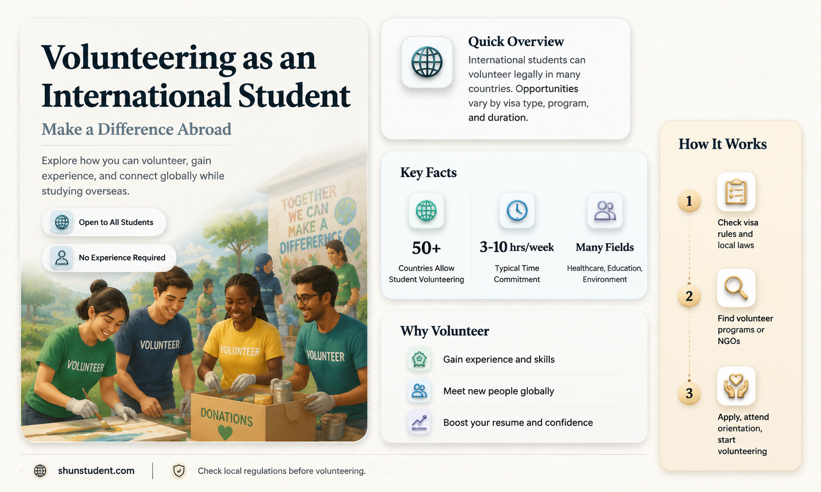 can an international student do volunteering