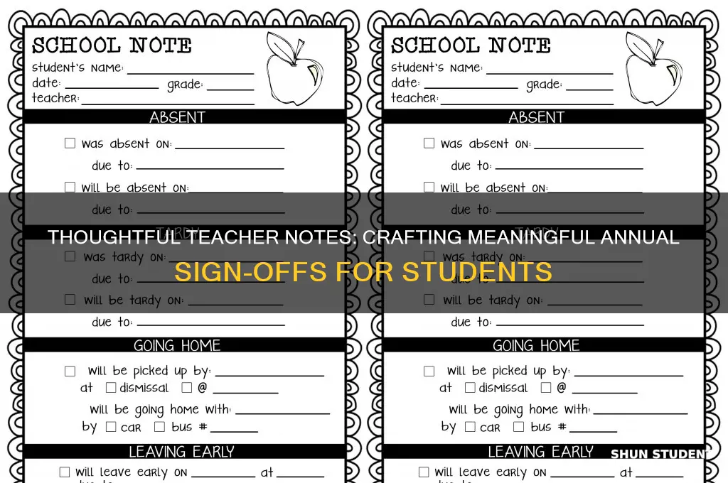what a teacher can sign in a students annual