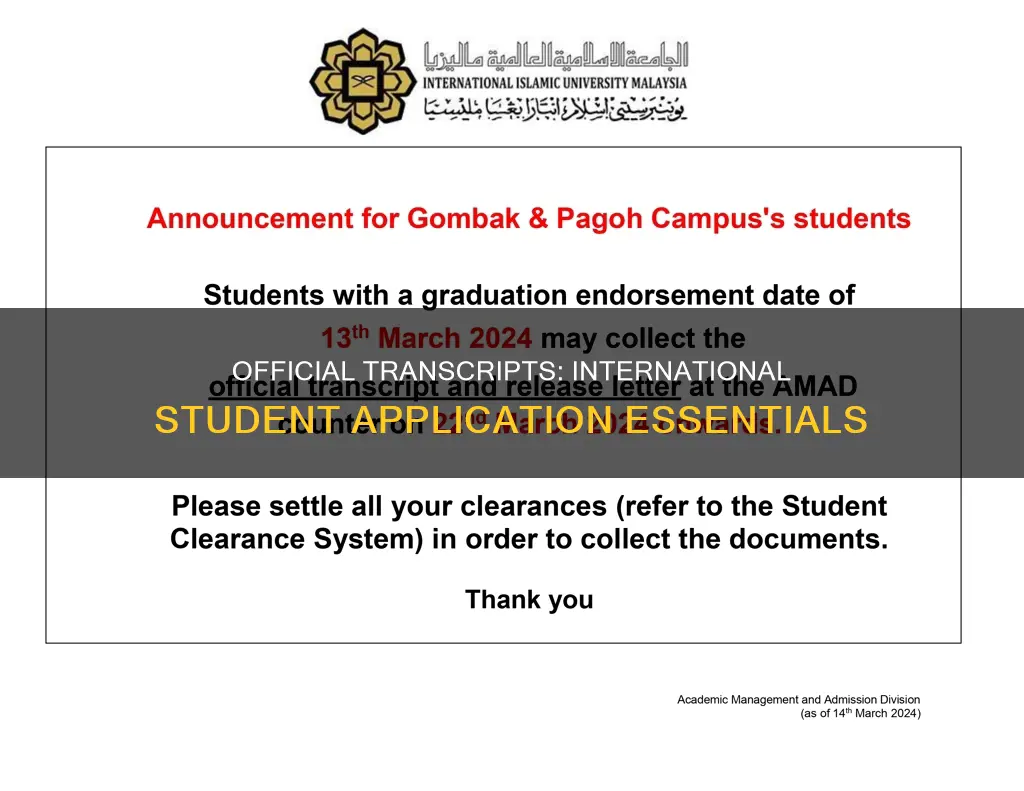 what are official transcript for international student