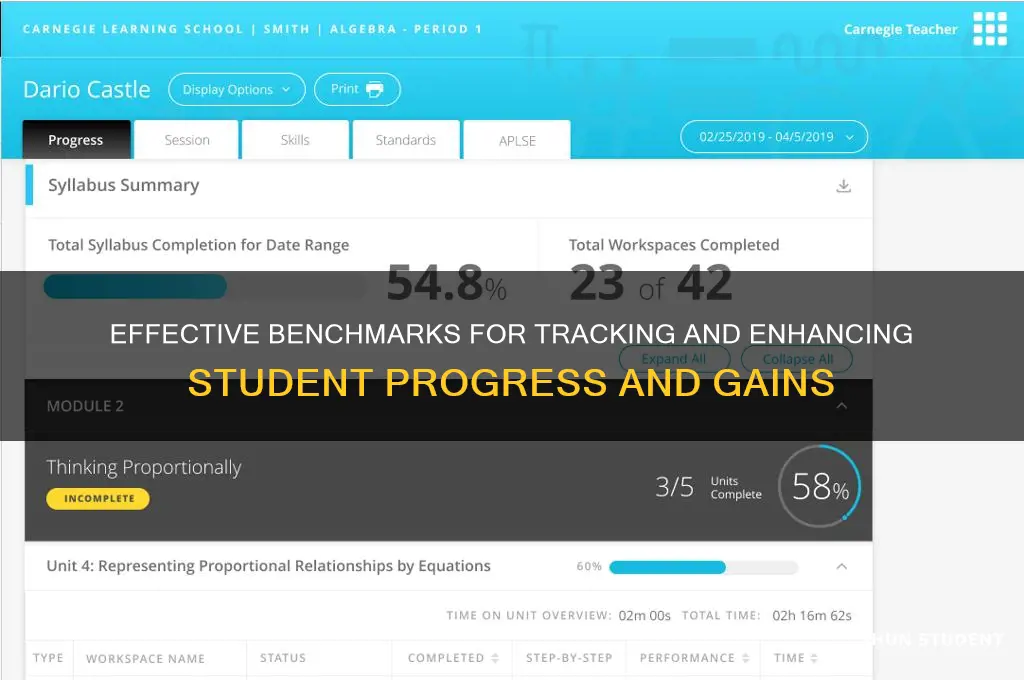 what benchmarks will you establish for monitoring student gains