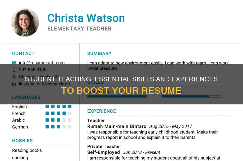 what can i say student teaching provided me for resume
