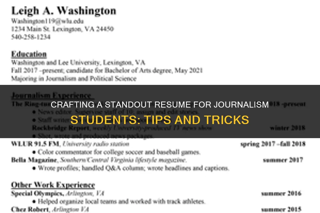 what can i use for journalism student resume