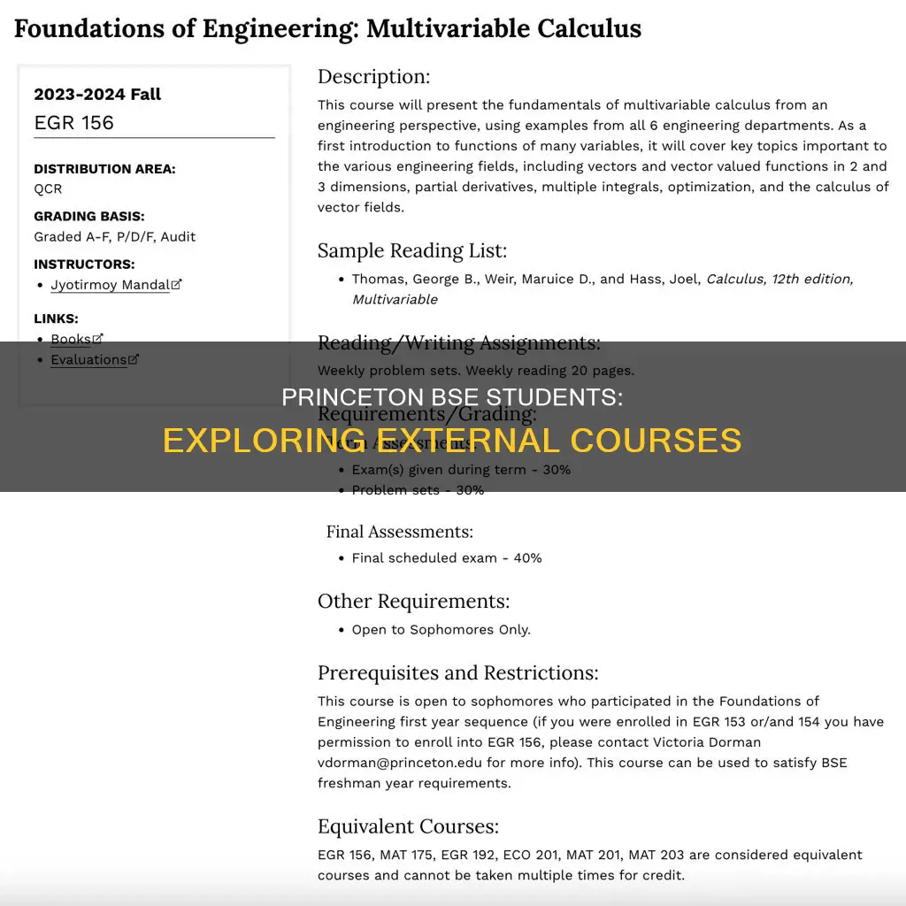 what classes can princeton bse students take at another university
