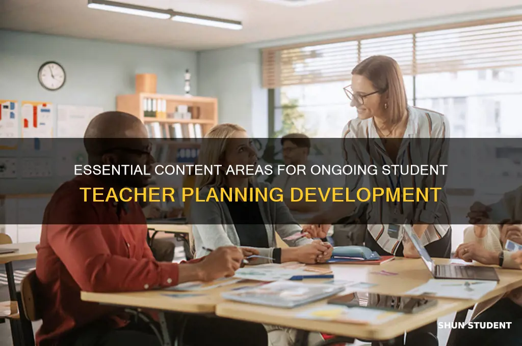 what content areas student teacher need continued development in planning