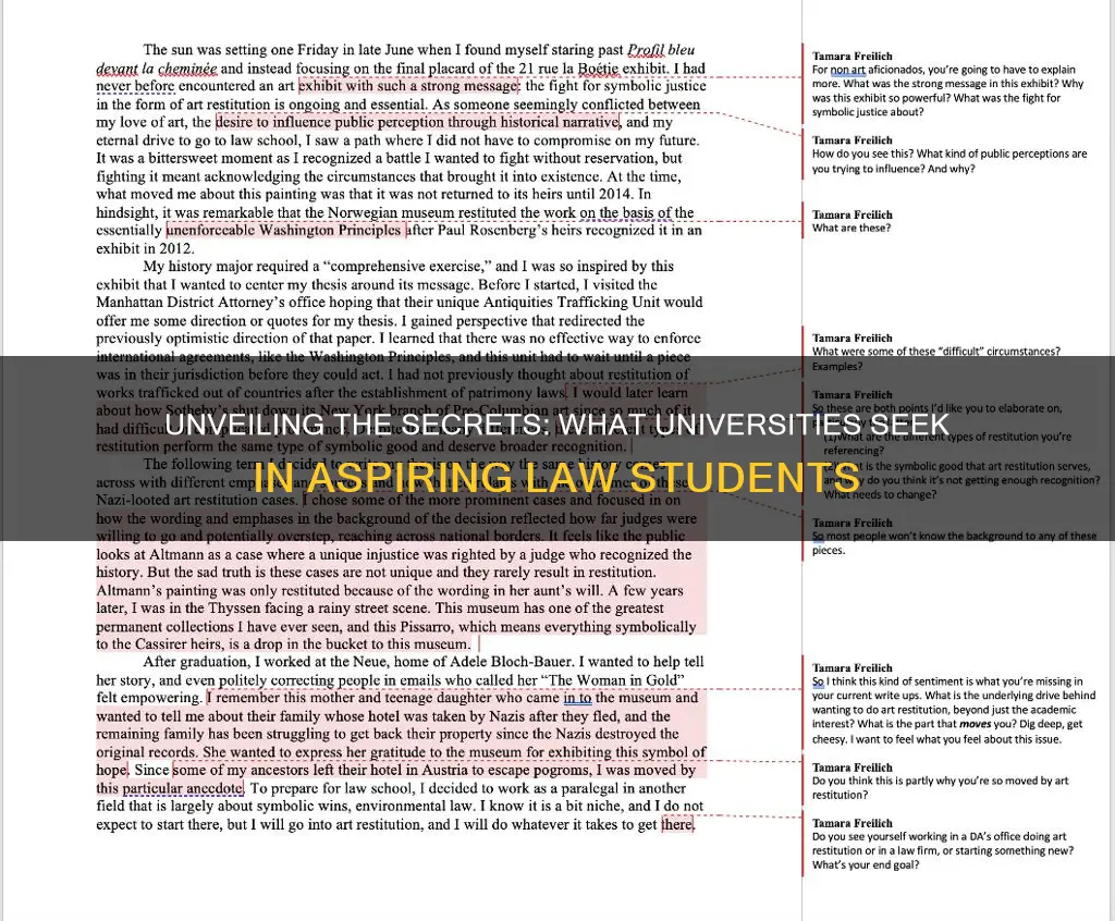 what do universities look for in a law student